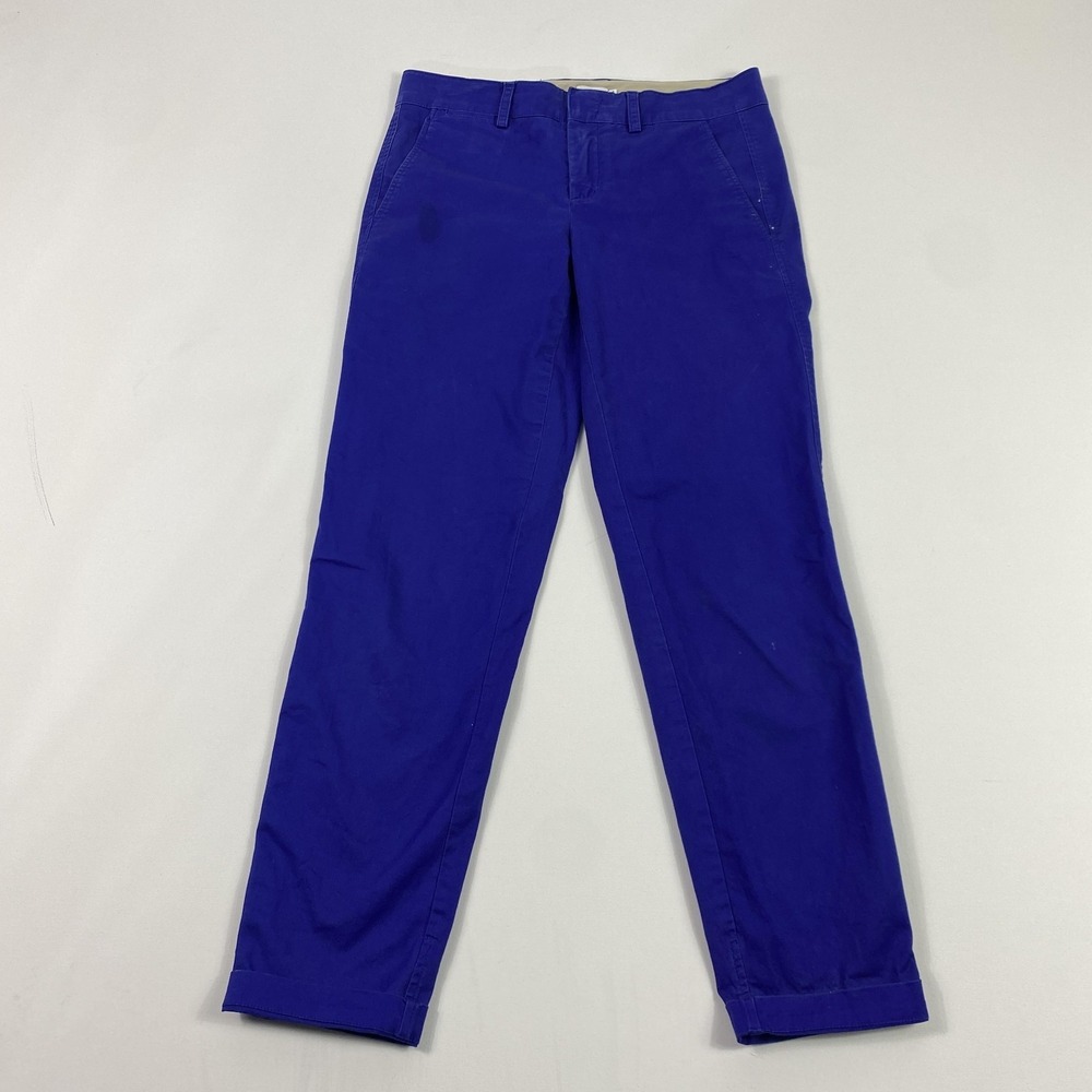 Vince Pants Womens 2 Blue‎ Chino Stretch Slim Ankle Cuffed Hem Mid Rise Casual